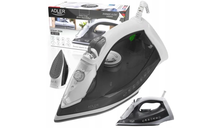 Żelazko parowe ADLER 2600W ceramiczna stopa i funkcja ciągłej pary 220g/min