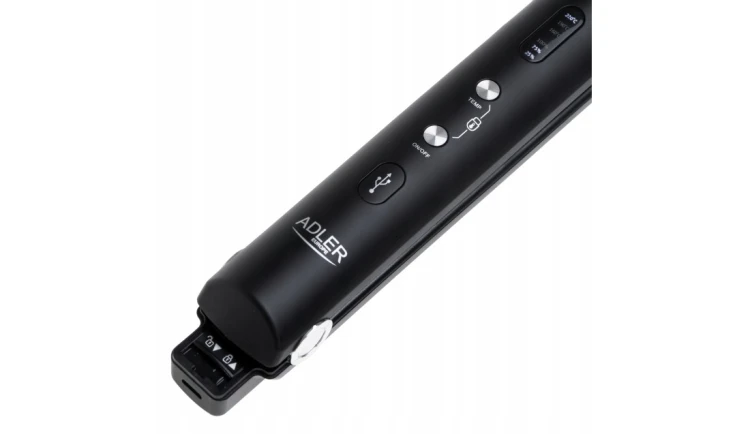 Prostownica Bezprzewodowa Podróżna USB LED Regulacja Temp + Etui Adler