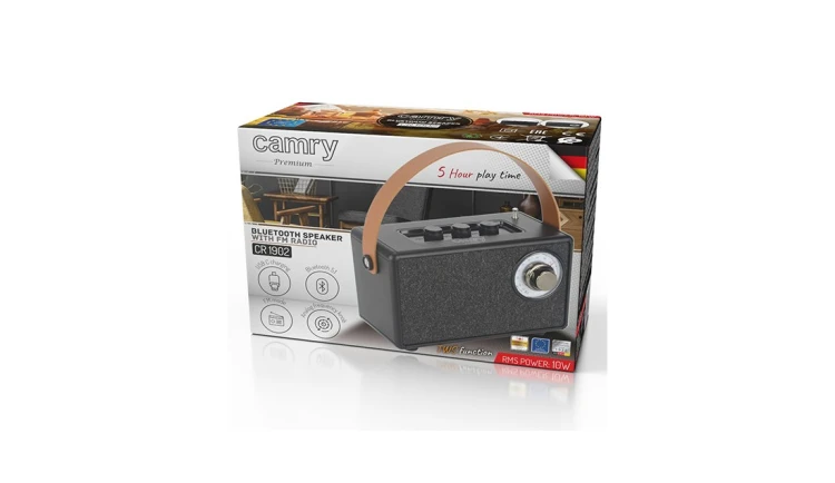 Radio FM z Bluetooth Retro 1500mAh USB Funkcje AUX/TWS Czarne Camry