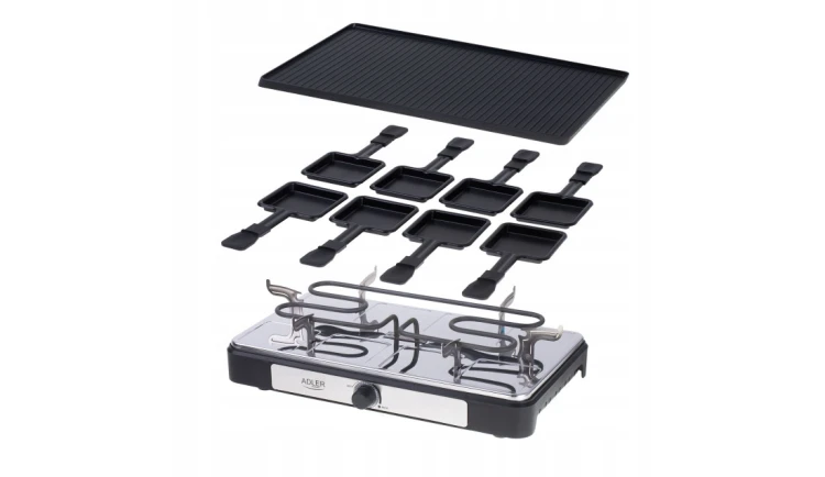 GRILL ELEKTRYCZNY 4w1 Raclette ADLER 1400W 8 osób