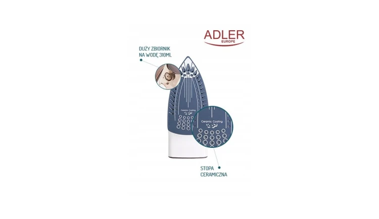 Żelazko Ceramiczne 3000W Samoczyszczenie Adler