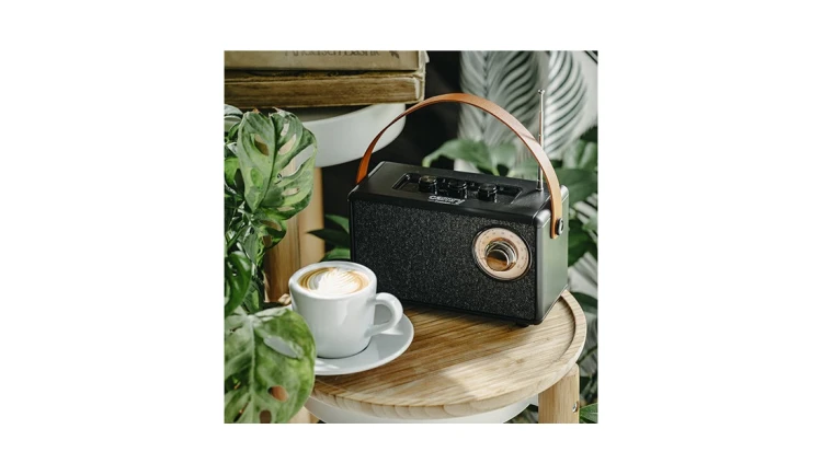 Radio FM z Bluetooth Retro 1500mAh USB Funkcje AUX/TWS Czarne Camry