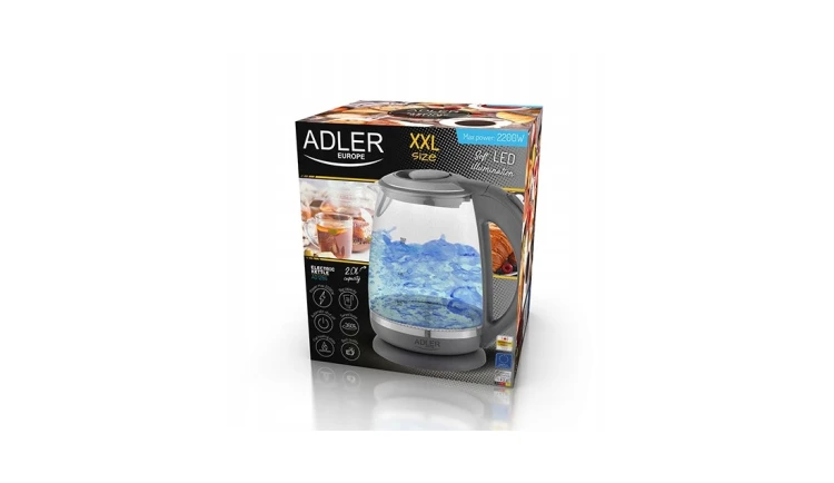 CZAJNIK ELEKTRYCZNY SZKLANY LED 2L 2200W ADLER AD1286
