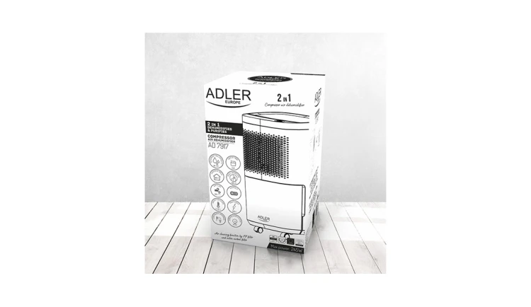 Osuszacz powietrza 200W Wentylator Kompresorowy 2,2L Przenośny Adler