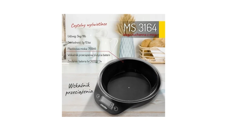 Waga Kuchenna Elektryczna Metalowa Z Misą 5KG LCD