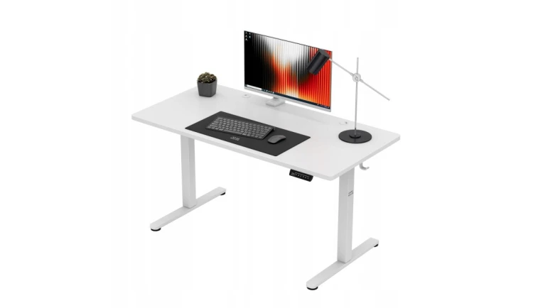 Biurko Elektryczne 140cm Regulowane Pamięć stolik biurowy Leader 7.3 White
