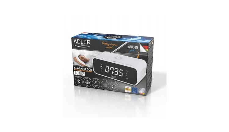 Radio Radiobudzik Ładowarka Bezprzewodowa FM/USB/AUX Adler