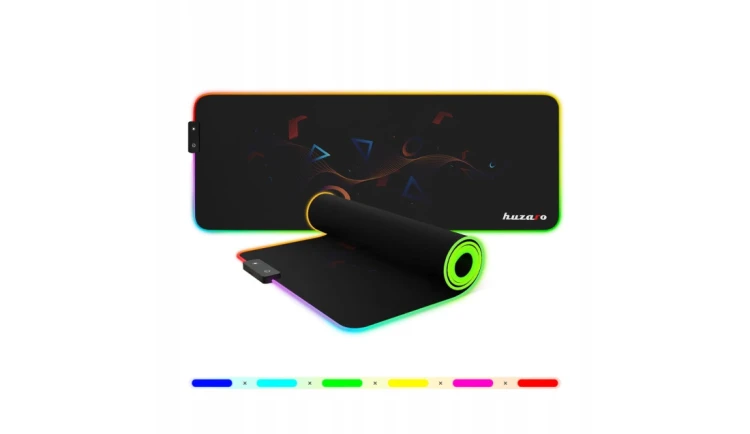 Podkładka Gamingowa Design pod Mysz Myszkę XL RGB LED ANTYPOŚLIZGOWA Huzaro