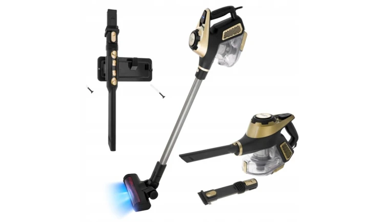 Odkurzacz pionowy bezworkowy Adler Light Gold 700 W z turboszczotką LED 3w1