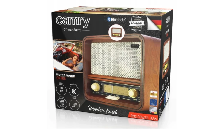 RADIO DREWNIANE CR1188 RETRO FM/AM Bluetooth USB