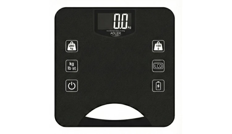 Waga Łazienkowa elektroniczna Duży LCD POMIAR 250kg Czujniki Uchwyt ADLER