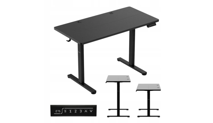 Biurko gamingowe elektryczne regulacja wysokości 72-118cm LED stolik Huzaro