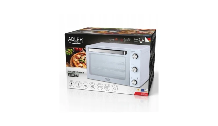 Piekarnik elektryczny 48L Regulacja 1800W 5 Trybów pieczenia Adler