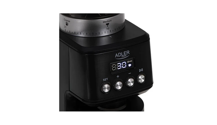 Młynek do Mielenia Kawy Żarnowy 180W Timer 2 Tryby Pracy Czarny Adler