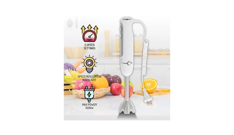 BLENDER RĘCZNY MOCNY 1500W MIKSER WIELOFUNKCYJNY 5 PRĘDKOŚCI CZARNY ADLER