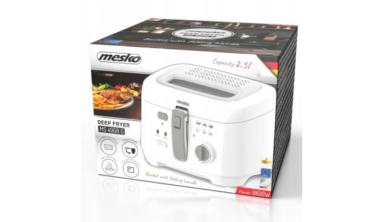 Frytkownica domowa 1800W pojemność 2,5L zamykana pokrywa kosz uchwyt Filtr