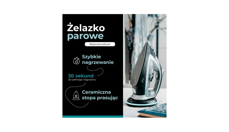 Żelazko Parowe Ceramiczne Bezprzewodowe Szybkie Nagrzewanie