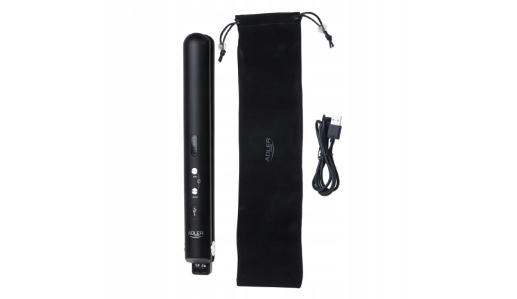 Prostownica Bezprzewodowa Podróżna USB LED Regulacja Temp + Etui Adler