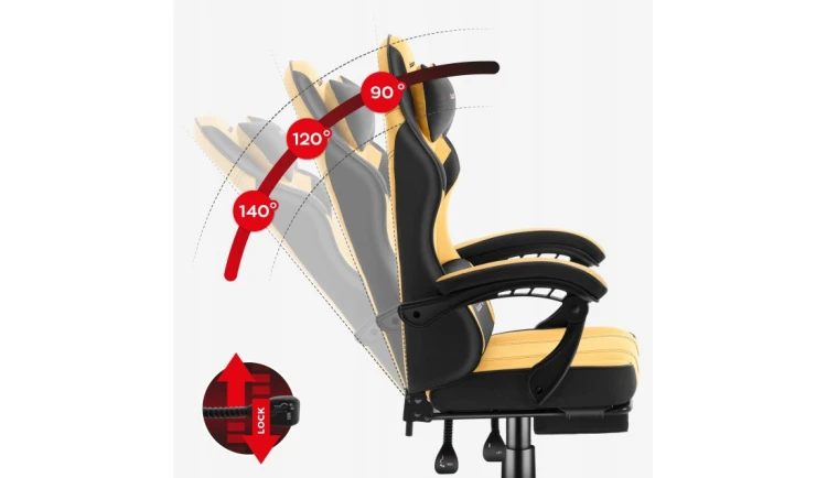 Fotel Gamingowy Ergonomiczny z Podnóżkiem Biurowy Regulowany Huzaro