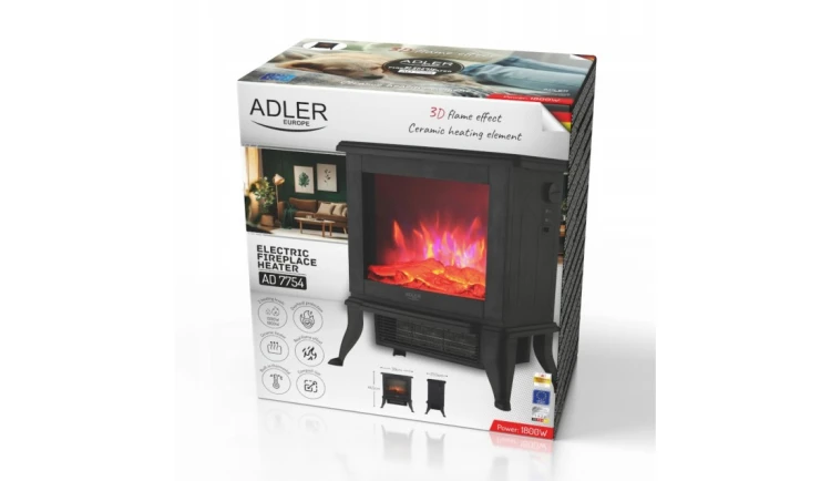 Kominek elektryczny 3D efekt płomienia 2 moce grzewcze 1000/1800W Termostat