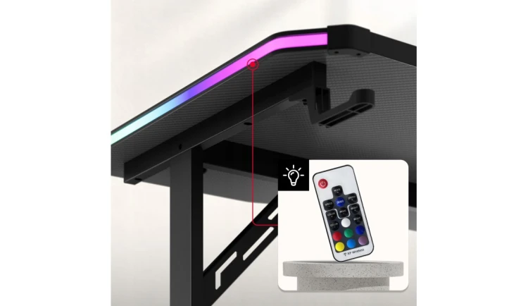 Biurko gamingowe LED RGB z regulacją 6 poziomów Stolik Gamingowy dla Gracza