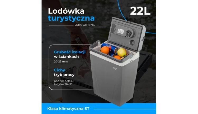 Lodówka Turystyczna 22L Elektryczna Samochodowa 12V 230V Przenośna Duża