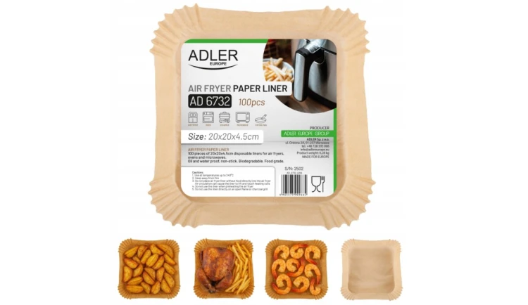 Papierowe wkłady do FRYTKOWNICY PIEKARNIKA 100 szt.|20 cm|AIR FRYER