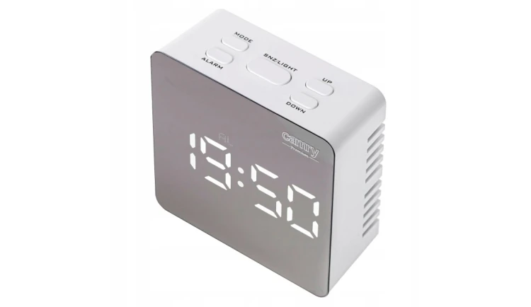 ZEGAR BUDZIK CR1150 BIAŁY PODŚWIETLANY POMIAR TEMPERATURY 3 TRYBY