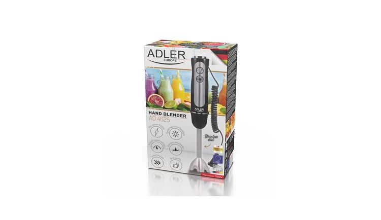 BLENDER RĘCZNY MOCNY 1500W MIKSER WIELOFUNKCYJNY 5 PRĘDKOŚCI CZARNY ADLER