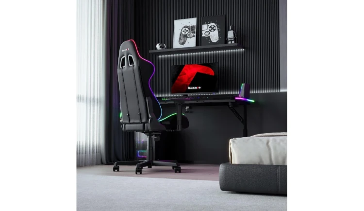 Biurko gamingowe LED RGB z regulacją 6 poziomów Stół Gamingowy dla Gracza