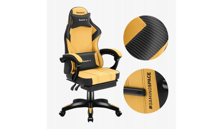 Fotel Gamingowy Ergonomiczny z Podnóżkiem Biurowy Regulowany Huzaro