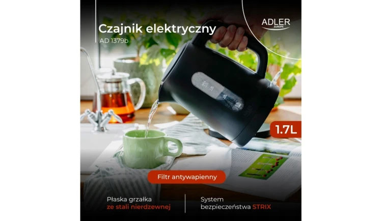 Czajnik elektryczny Adler AD 1379b 2200 W 1,7 l czarny