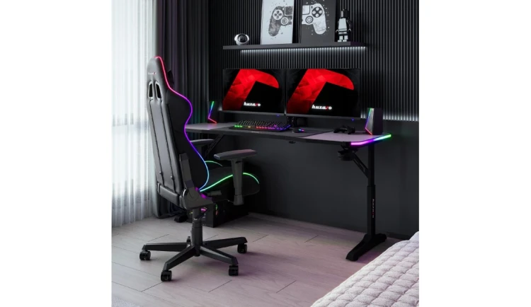 Biurko gamingowe LED RGB z regulacją 6 poziomów Stolik Gamingowy dla Gracza