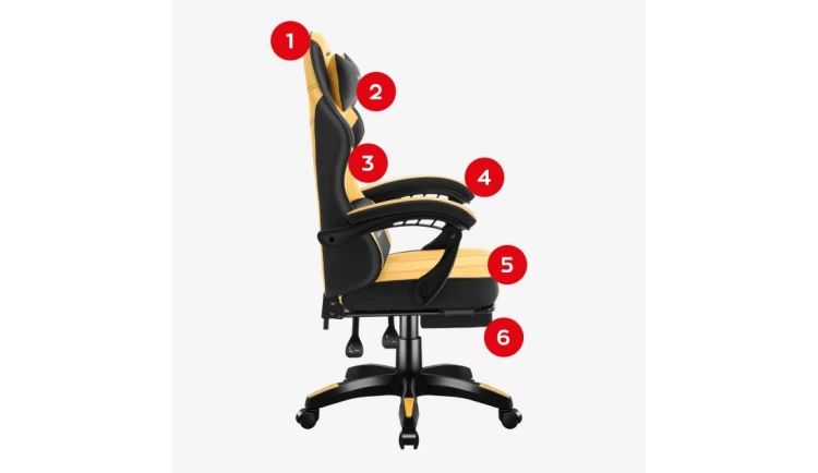 Fotel Gamingowy Ergonomiczny z Podnóżkiem Biurowy Regulowany Huzaro