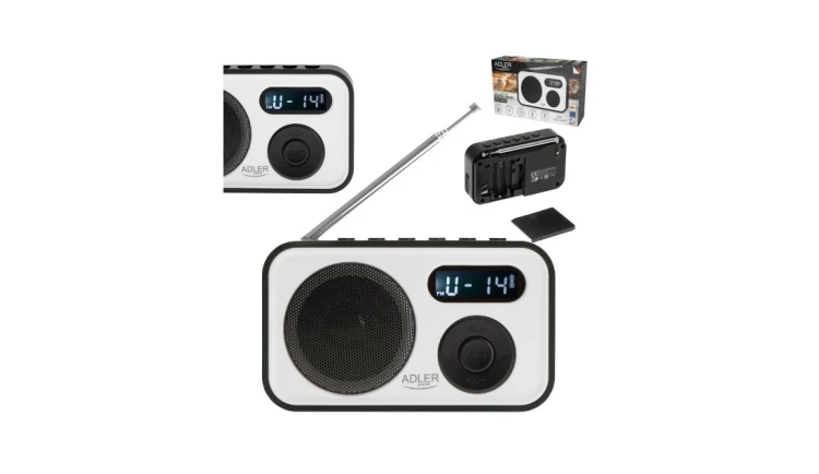Nowoczesne Radio Cyfrowe LCD PLL AM/FM Zegar Budzik Antena Adler