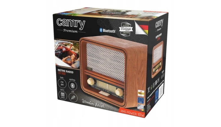 RADIO DREWNIANE CR1188 RETRO FM/AM Bluetooth USB
