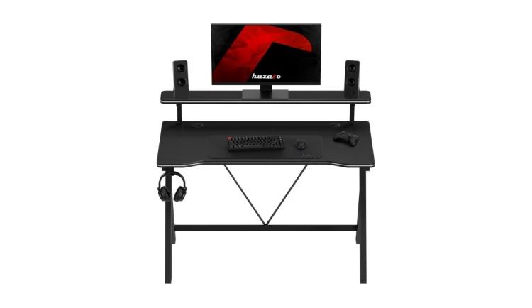Biurko Gamingowe Ergonomiczne Komputerowe z Półką Stolik Biurowy Huzaro