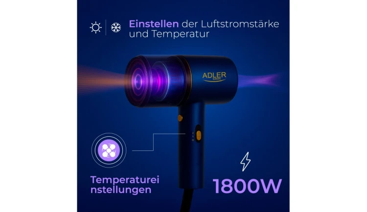 SUSZARKA do włosów MOCNA 1800W regulacja Zimny nadmuch Koncentrator ADLER