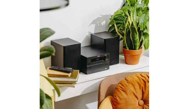 Wieża HIFI Bluetooth CD USB FM 2X 25W pilot RADIO czarna elegancka HDMI