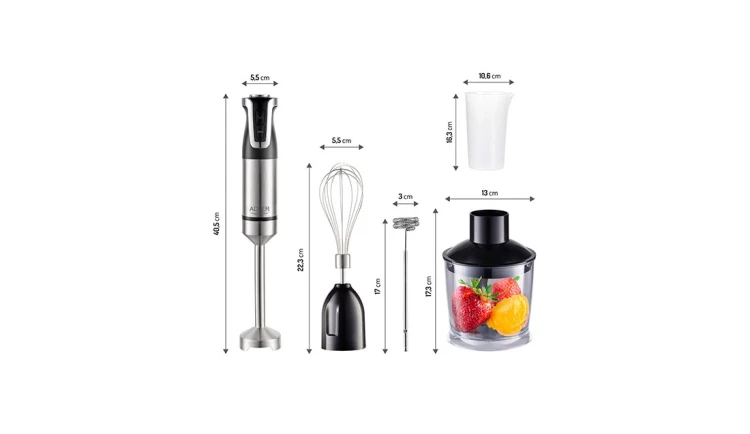Blender Kuchenny Ręczny 1800W Turbo 20 Ustawień Prędkości Zestaw Adler