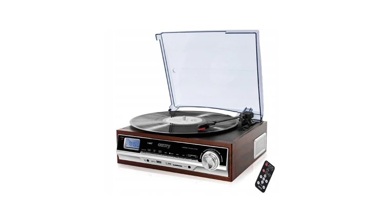 Elegancki Gramofon z Radiem LCD Bluetooth/MP3/USB/SD + Pilot Camry