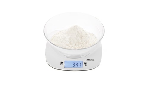 Waga kuchenna z misą 1,4L LCD Precyzyjna 5kg/1g Biała Mesko