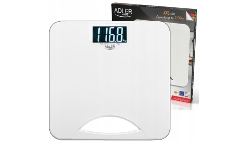 Waga Łazienkowa elektroniczna Duży LCD POMIAR 250kg Czujniki Uchwyt ADLER