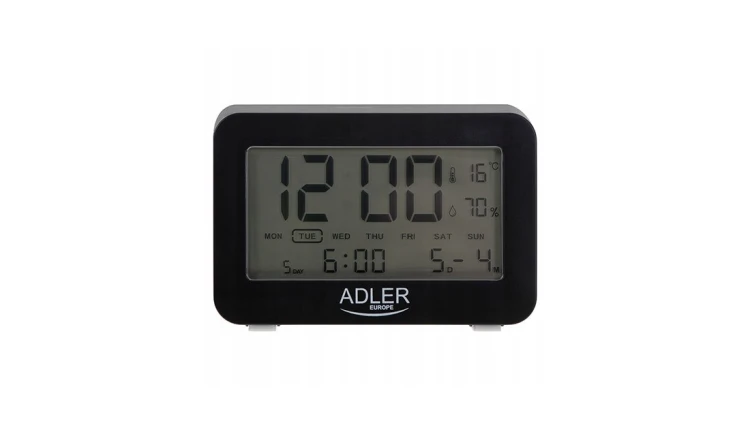 ZEGAR Elektroniczny CZARNY STACJA TEMPERATURA BUDZ