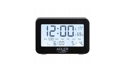 ZEGAR Elektroniczny CZARNY STACJA TEMPERATURA BUDZ