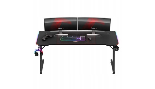Biurko Gamingowe RGB LED Regulacja +Podkładka Stolik Biurowy Gracza Huzaro