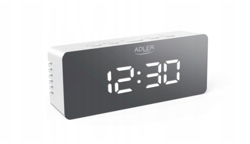 ZEGAR ELEKTRONICZNY BUDZIK TERMOMETR LUSTRO BIAŁY ADLER