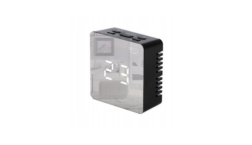 ZEGAR BUDZIK CR1150 czarny 8,3cm PODŚWIETLANY POMIAR TEMPERATURY 3 TRYBY