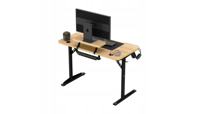Biurko gamingowe komputerowe Stolik stół biurowy półka gniazdo USB uchwyt