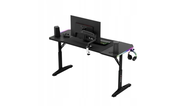 Biurko gamingowe LED RGB z regulacją 6 poziomów Stół Gamingowy dla Gracza